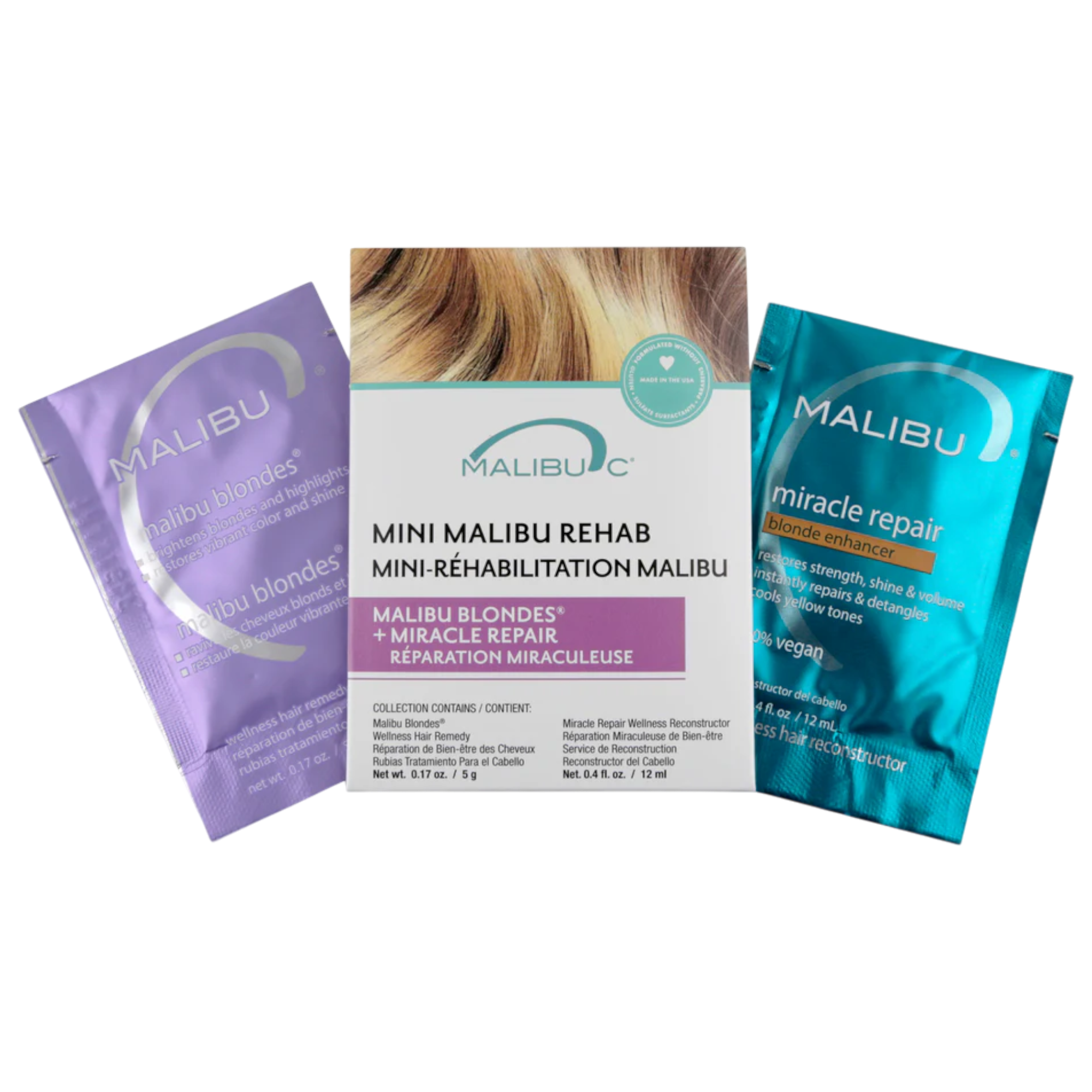 MALIBU C MINI REHAB BLONDES Zestaw do pielęgnacji włosów blond 2 x 5 g