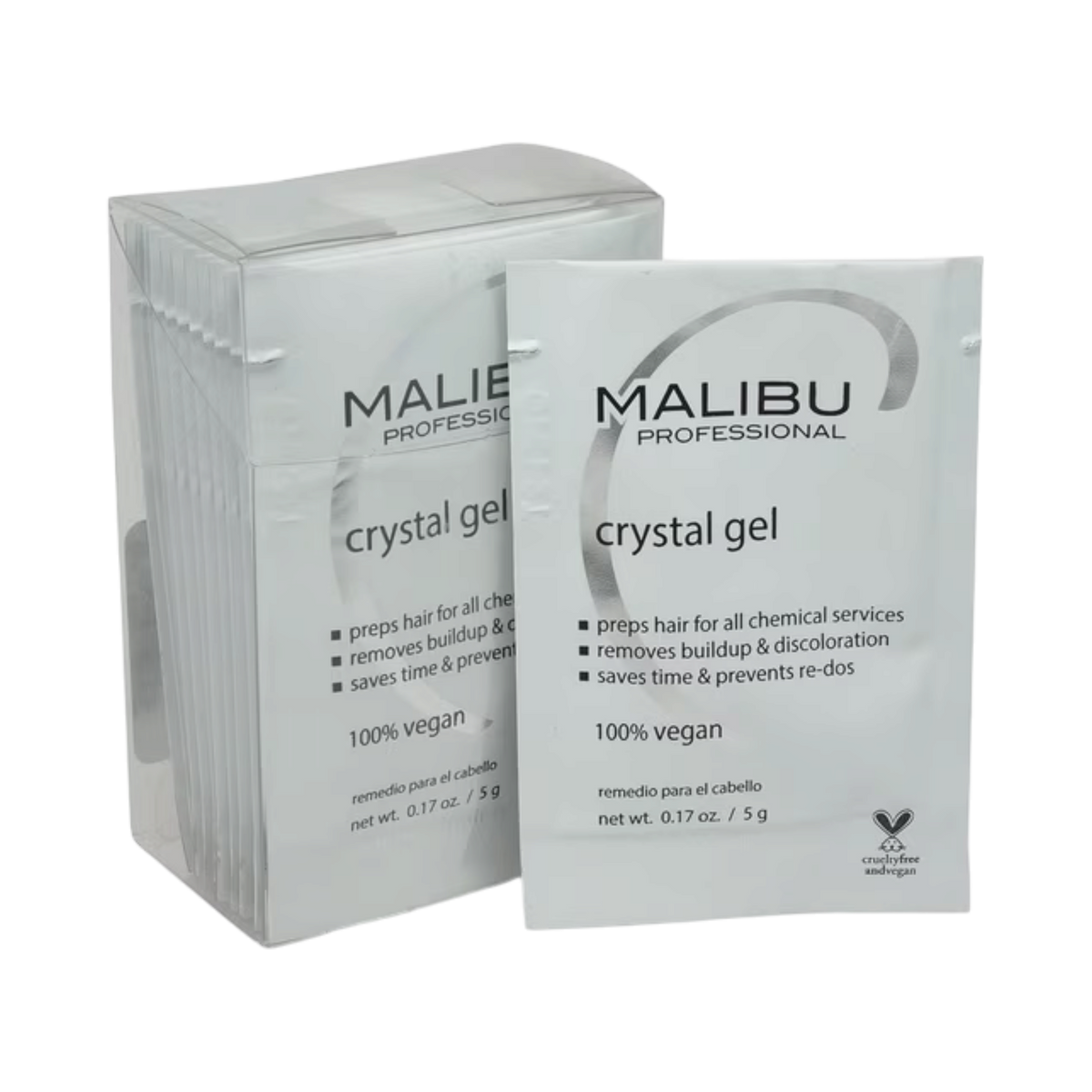 MALIBU C CRYSTAL GEL X12 Profesjonalna kuracja oczyszczająca włosy z osadów mineralnych, 12 x 5 g