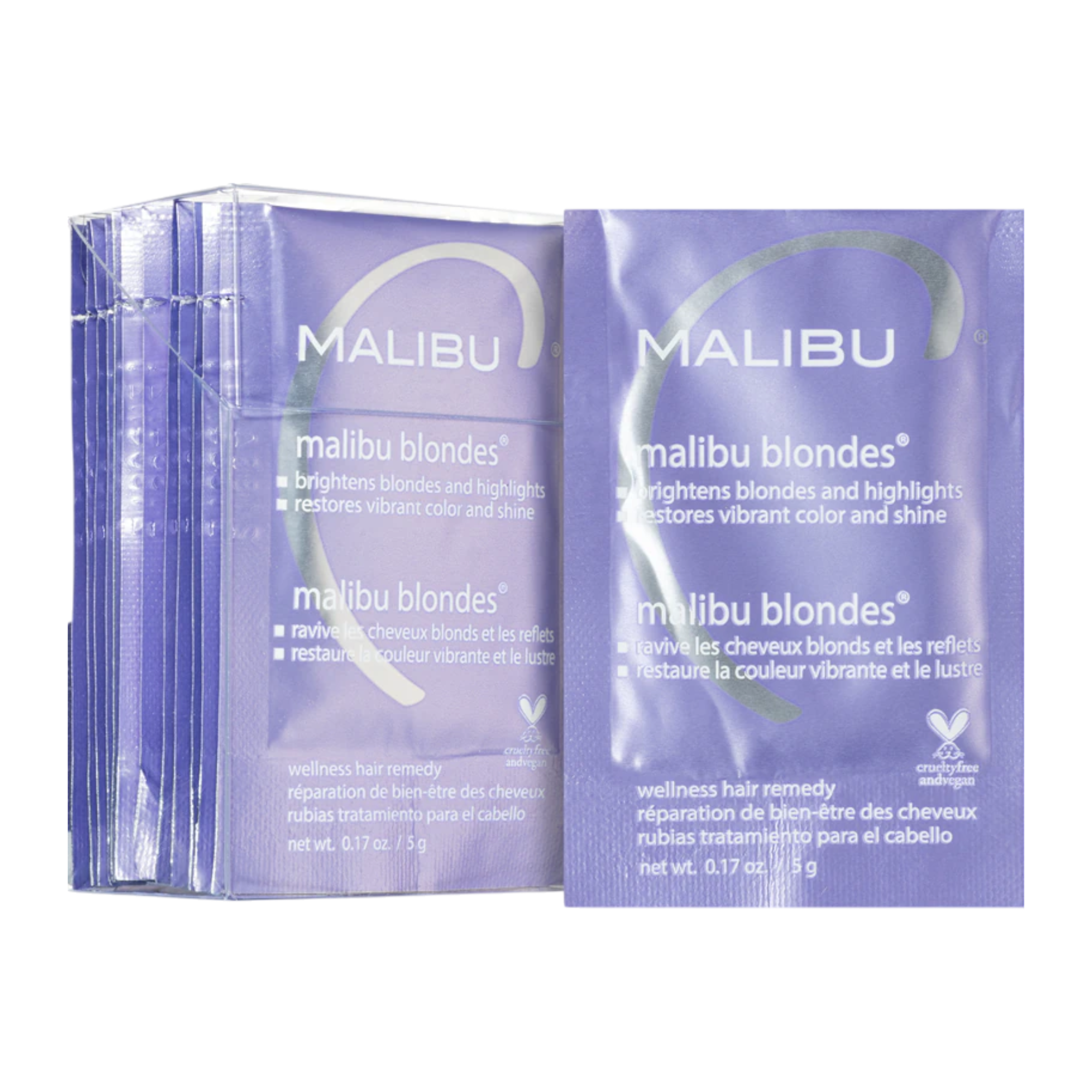 MALIBU C BLONDES WELLNESS REMEDY Kuracja rozświetlająca do włosów blond usuwająca osady mineralne 12 x 5 g