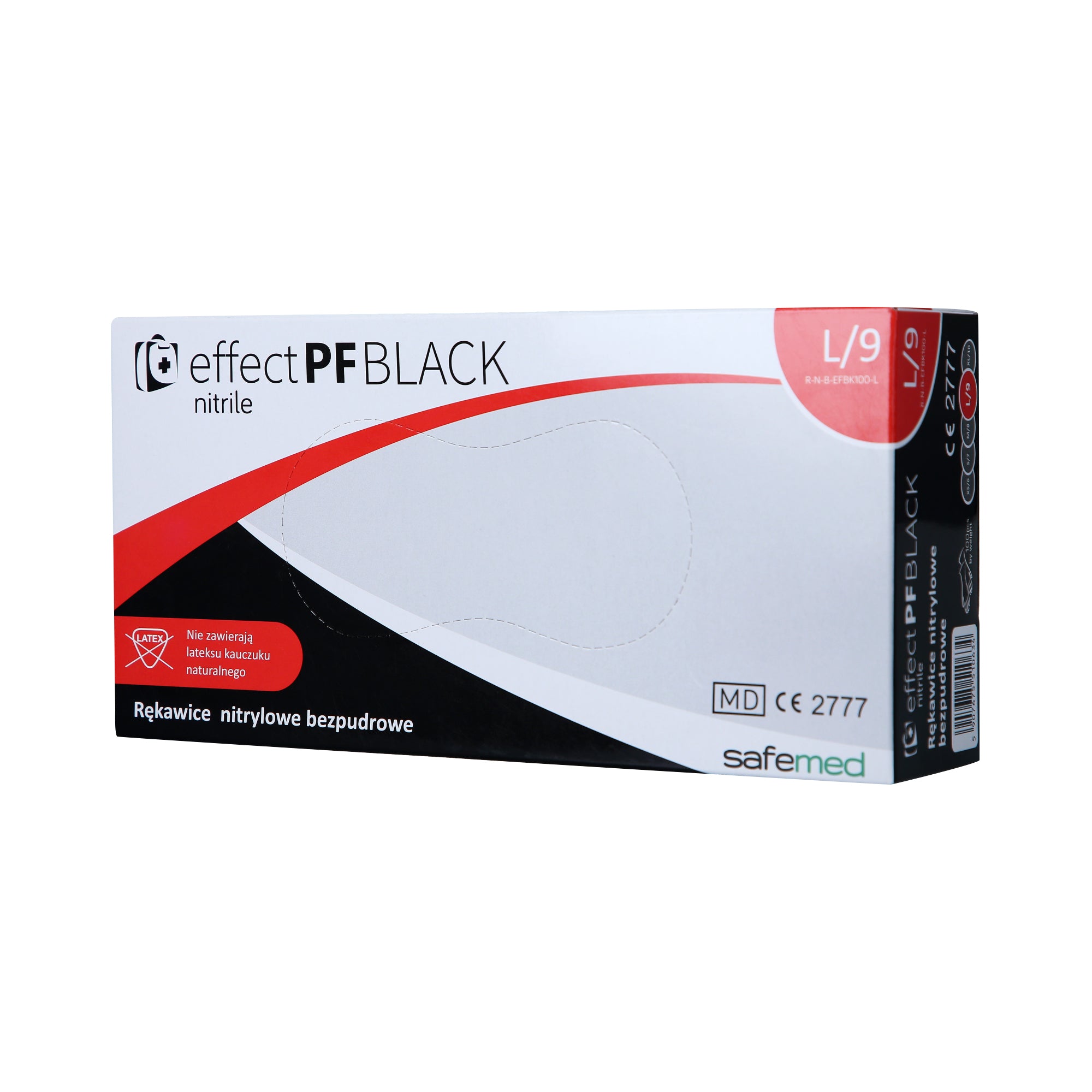 SAFEMED EFFECT PF Rękawiczki jednorazowe nitrylowe bezpudrowe Black L 100 szt.