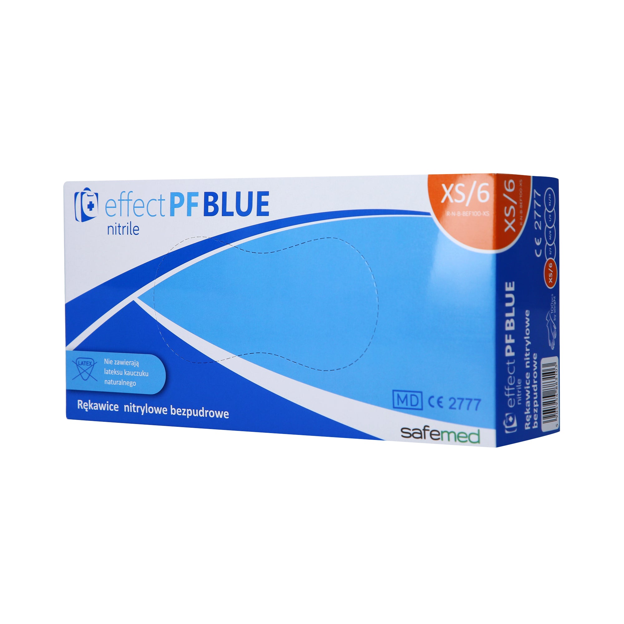 SAFEMED EFFECT PF Rękawiczki jednorazowe nitrylowe bezpudrowe Blue XS 100 szt.