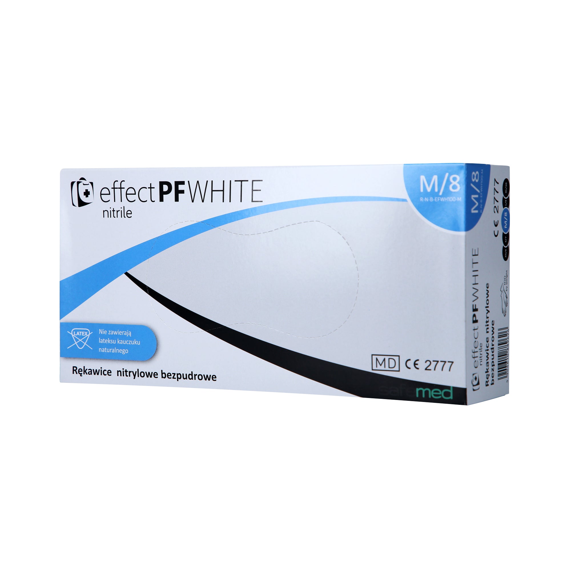 SAFEMED EFFECT PF Rękawiczki jednorazowe nitrylowe bezpudrowe White M 100 szt.