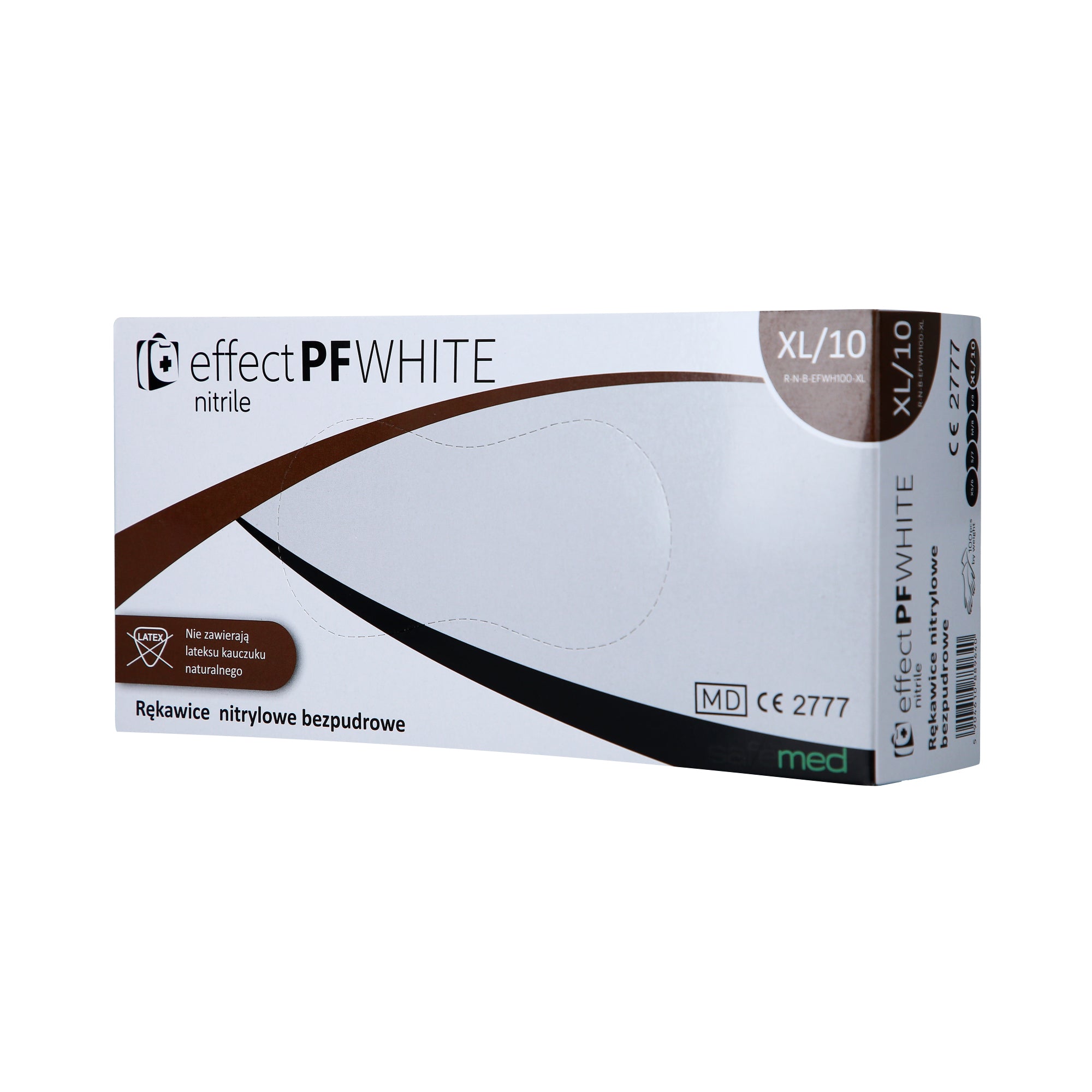 SAFEMED EFFECT PF Rękawiczki jednorazowe nitrylowe bezpudrowe White XL 100 szt.