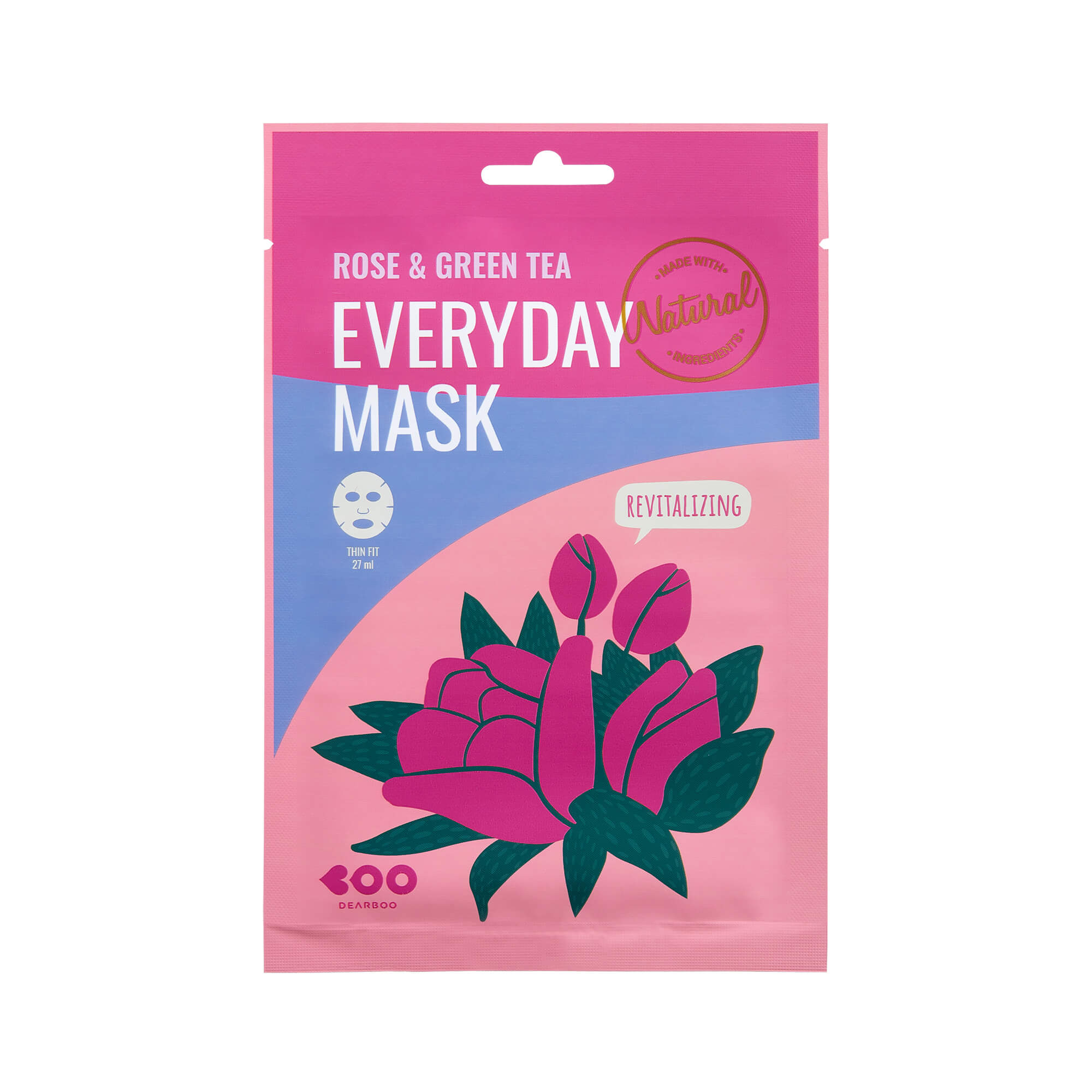 DEARBOO EVERYDAY ROSE&GREEN TEA Rewitalizująca maska w płachcie 27 ml