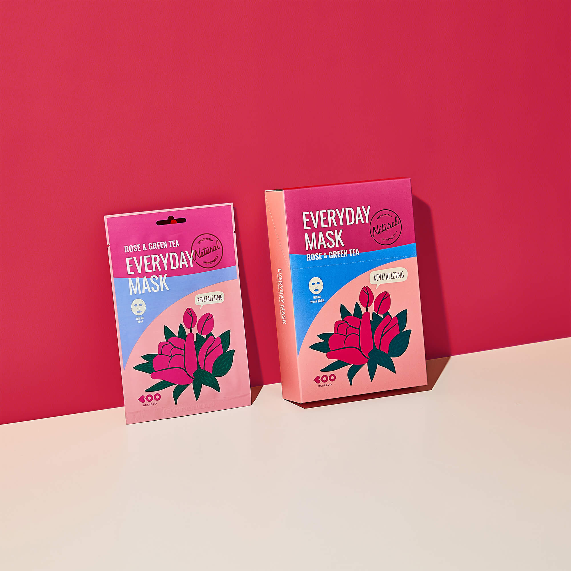 DEARBOO EVERYDAY ROSE&GREEN TEA Rewitalizująca maska w płachcie 27 ml #5