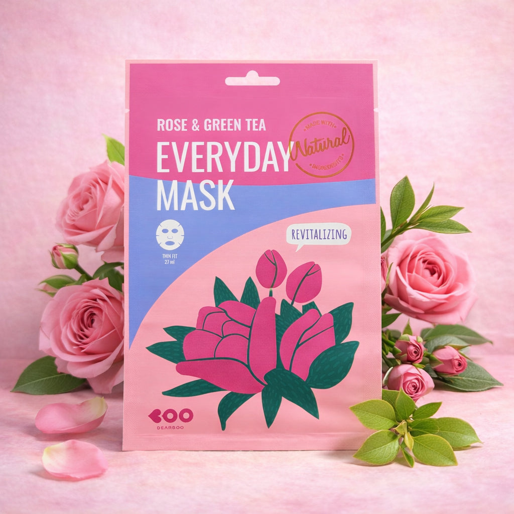 DEARBOO EVERYDAY ROSE&GREEN TEA Rewitalizująca maska w płachcie 27 ml #6