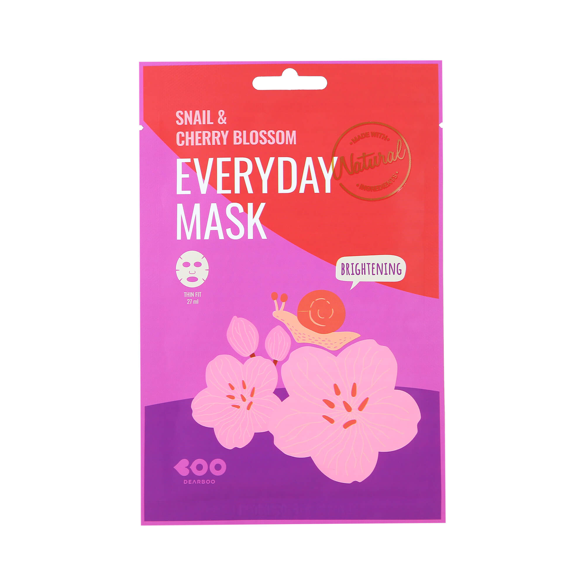 DEARBOO EVERYDAY SNAIL&CHERRY BLOSSOM Rozjaśniająca maska w płachcie 27 ml