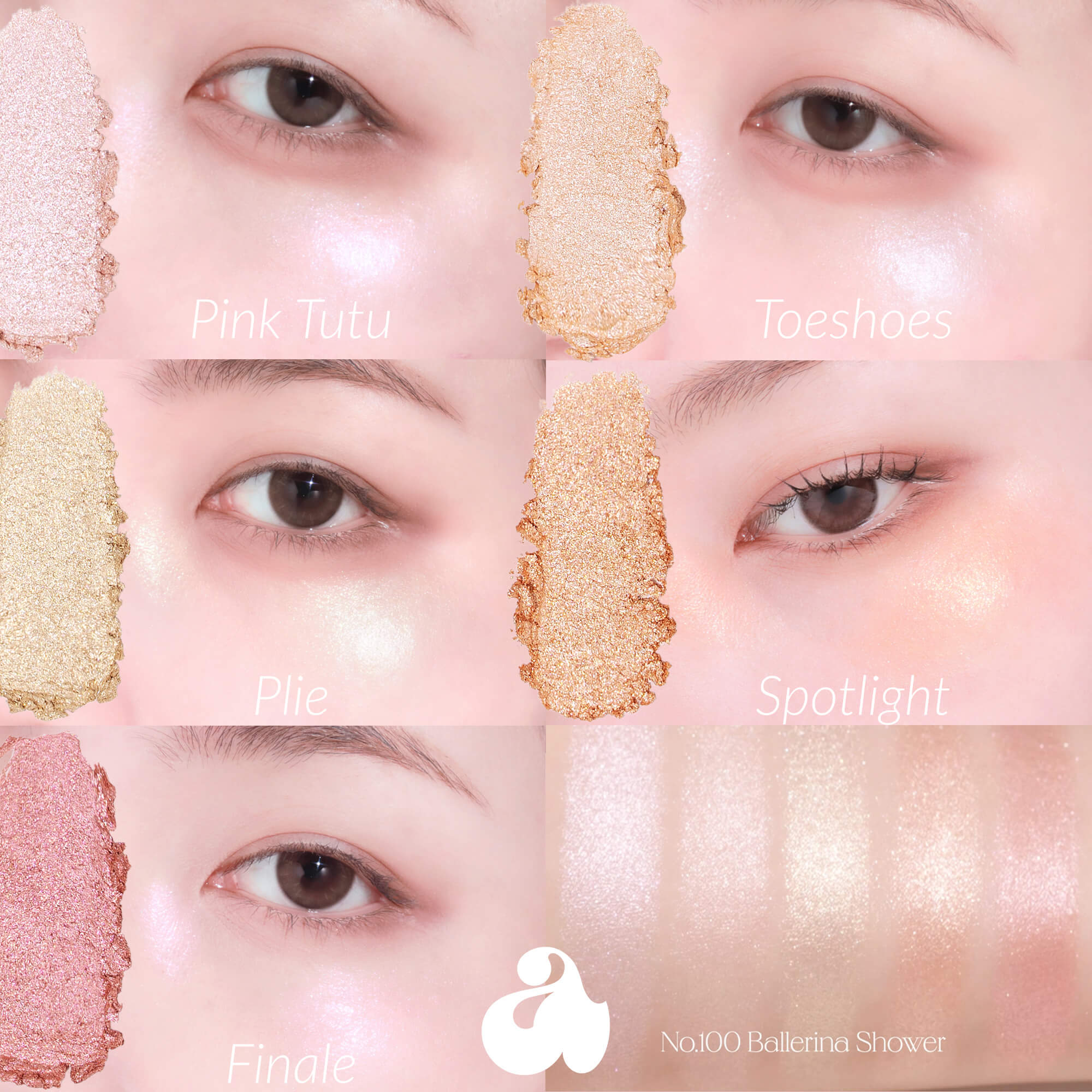 UNLEASHIA MOOD SHOWER Paleta cieni do powiek i rozświetlaczy No.100 Ballerina 4 g #5