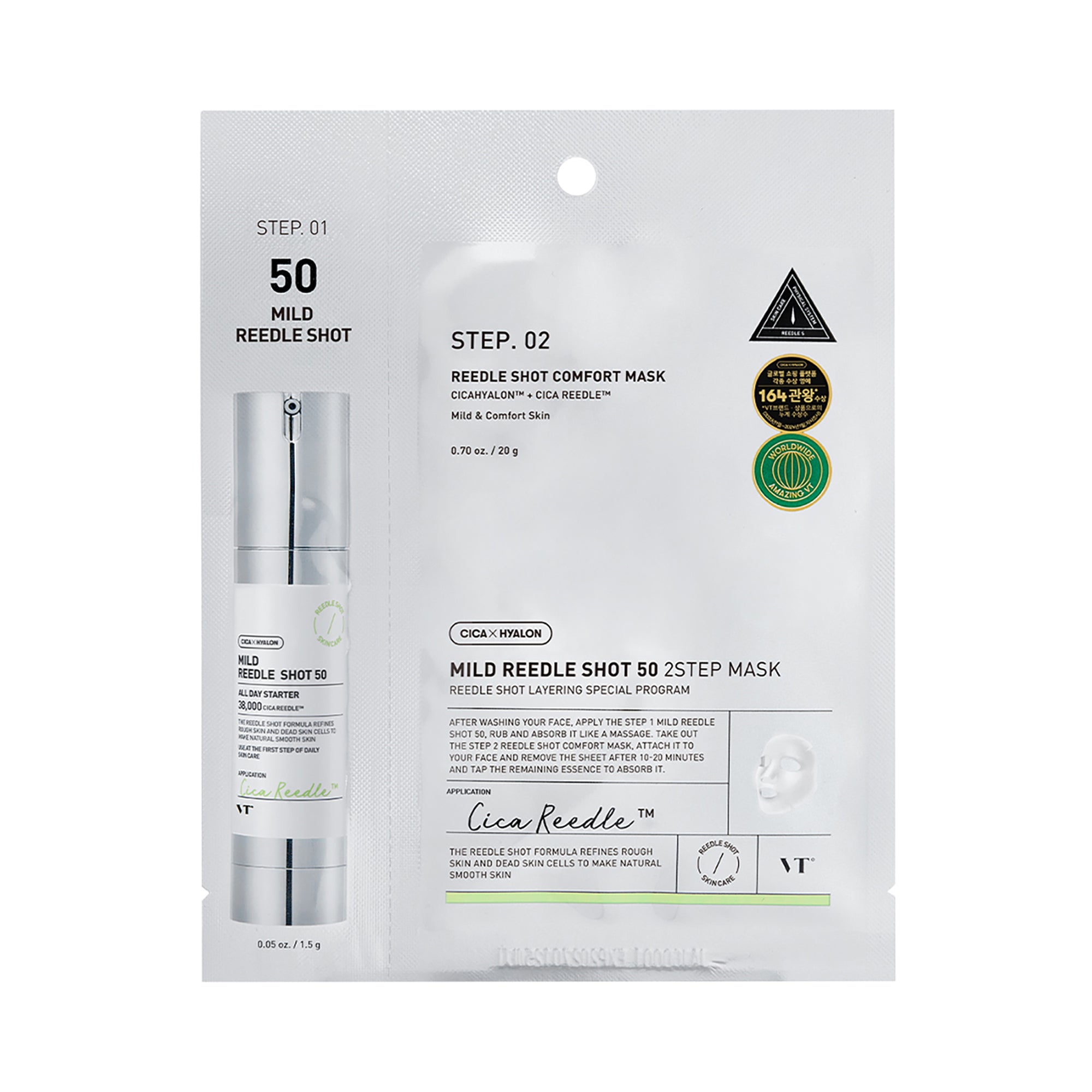 VT COSMETICS MILD REEDLE SHOT 50 2STEP Maska łagodząca 2-etapowa 1,5 g + 25 g
