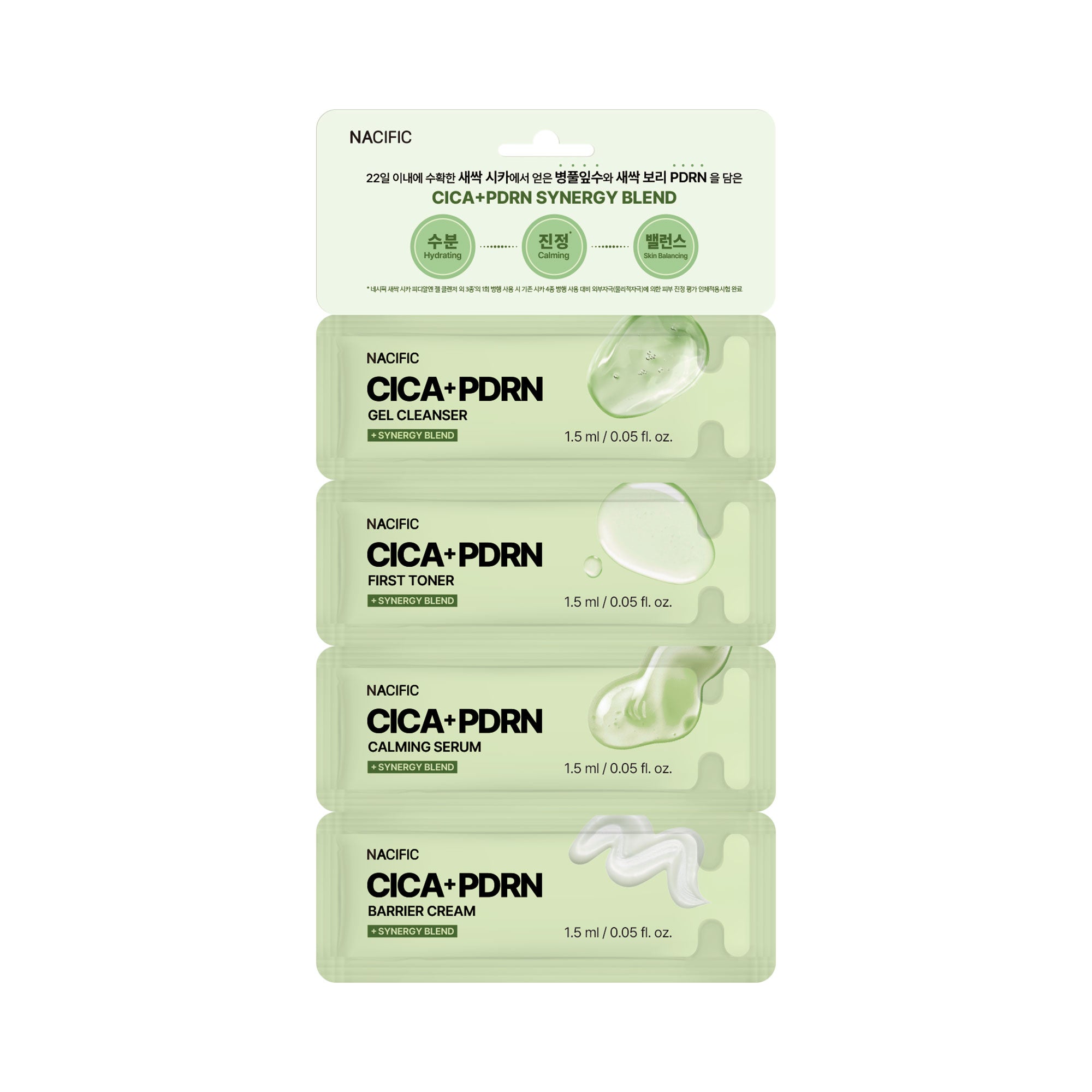 NACIFIC CICA PDRN SYNERGY BLEND Zestaw miniatur 4-stopniowej pielęgnacji 4 x 1,5 ml