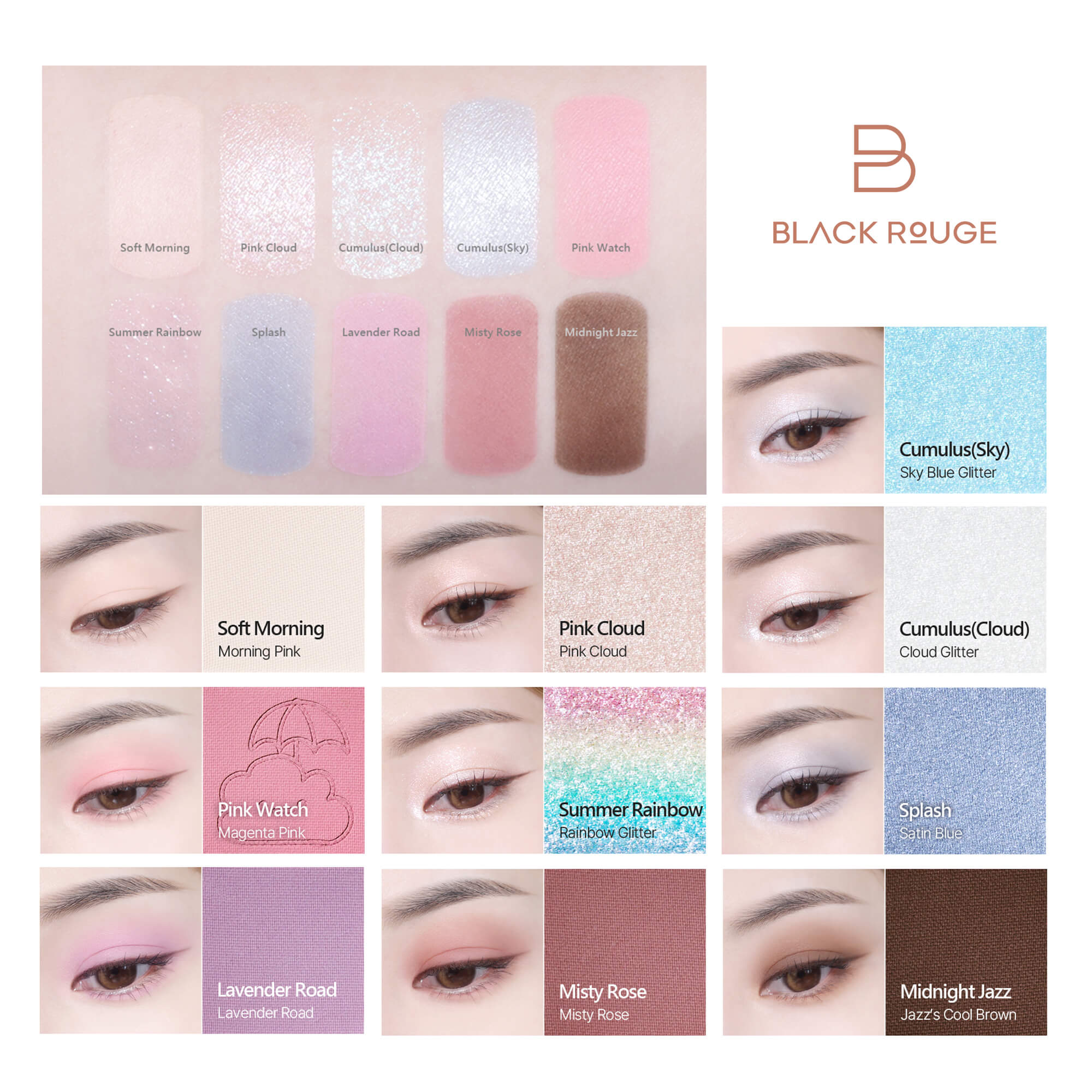 BLACK ROUGE Colordation Mood Palette After Rain Profesjonalna Paleta cieni do powiek 8 g #2