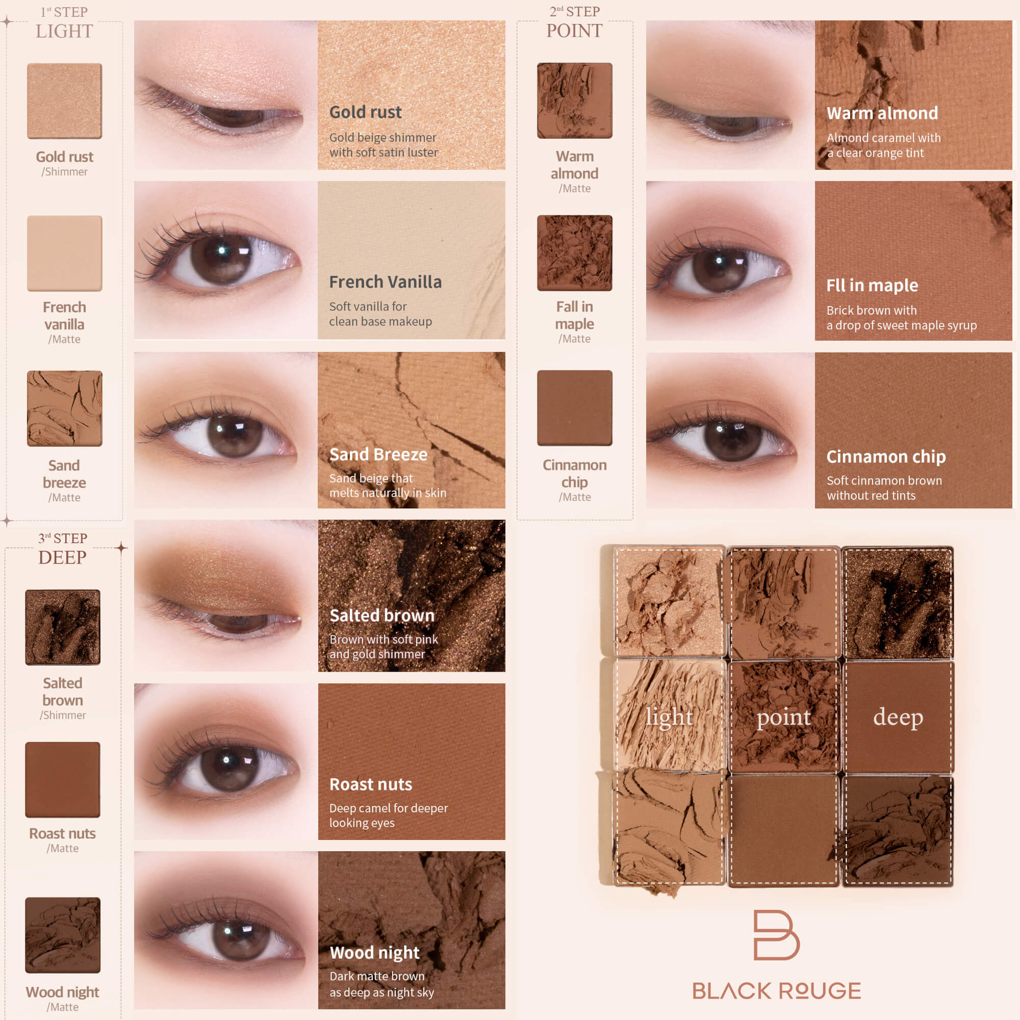 BLACK ROUGE COLORDATION MOOD PALETTE Profesjonalna paleta cieni do powiek 8 g #3