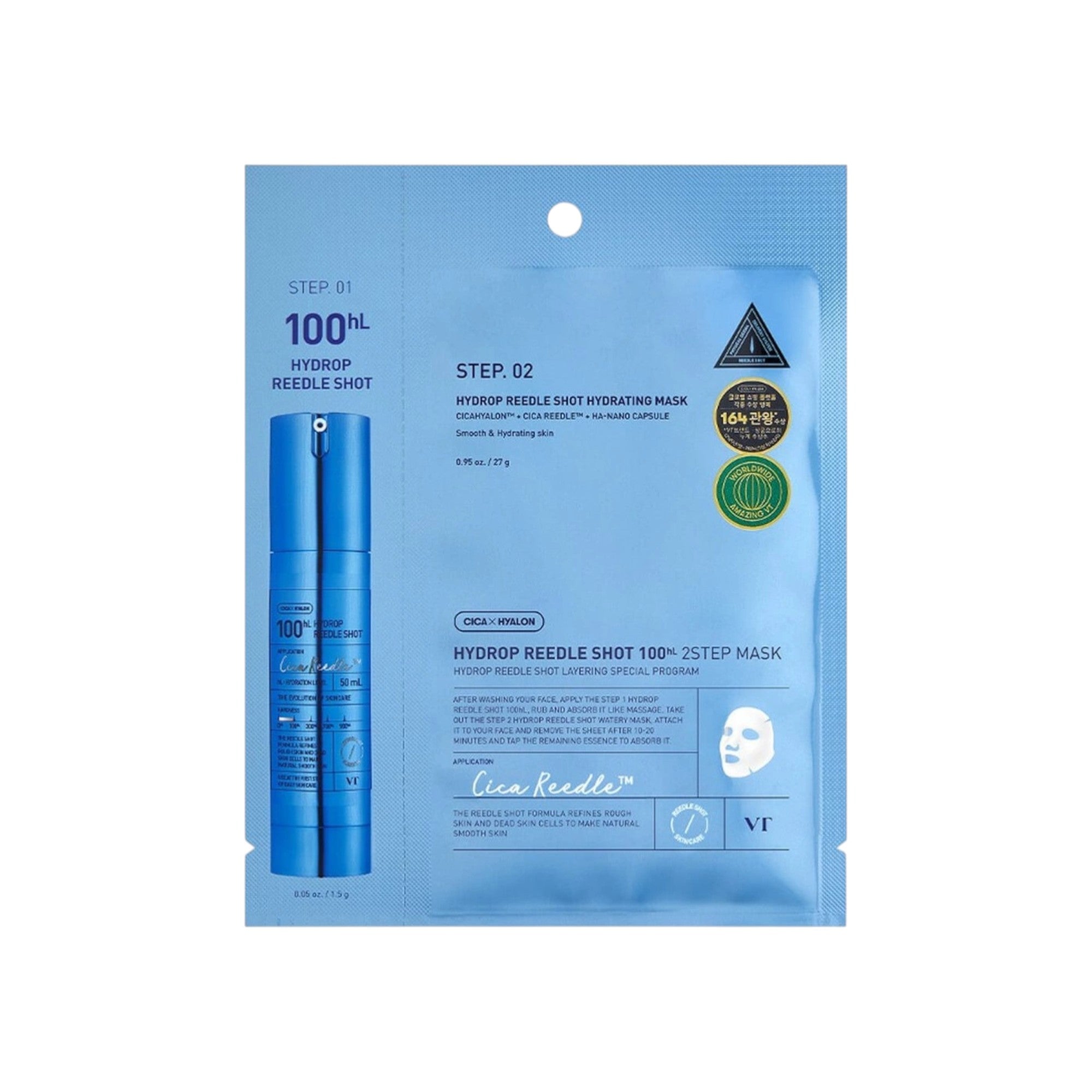VT COSMETICS HYDROP REEDLE SHOT100 Dwuetapowa maska do twarzy 27 g