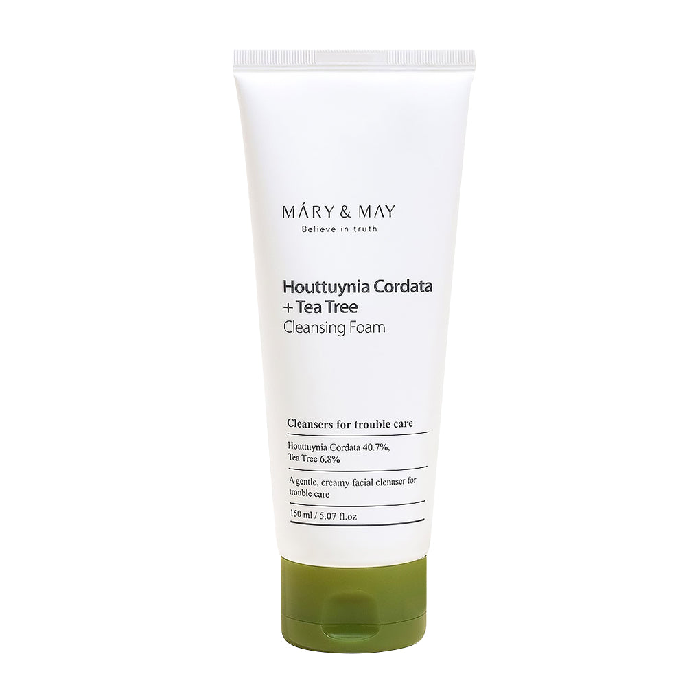 MARY & MAY HOUTTUYNIA TEA TREE Pianka do oczyszczania twarzy o działaniu kojącym 150 ml
