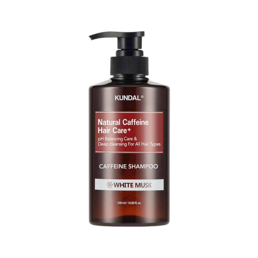 KUNDAL NATURAL CAFFEINE HAIR CARE+ Oczyszczający szampon do włosów ze skłonnością do wypadania, White Musk 500 ml