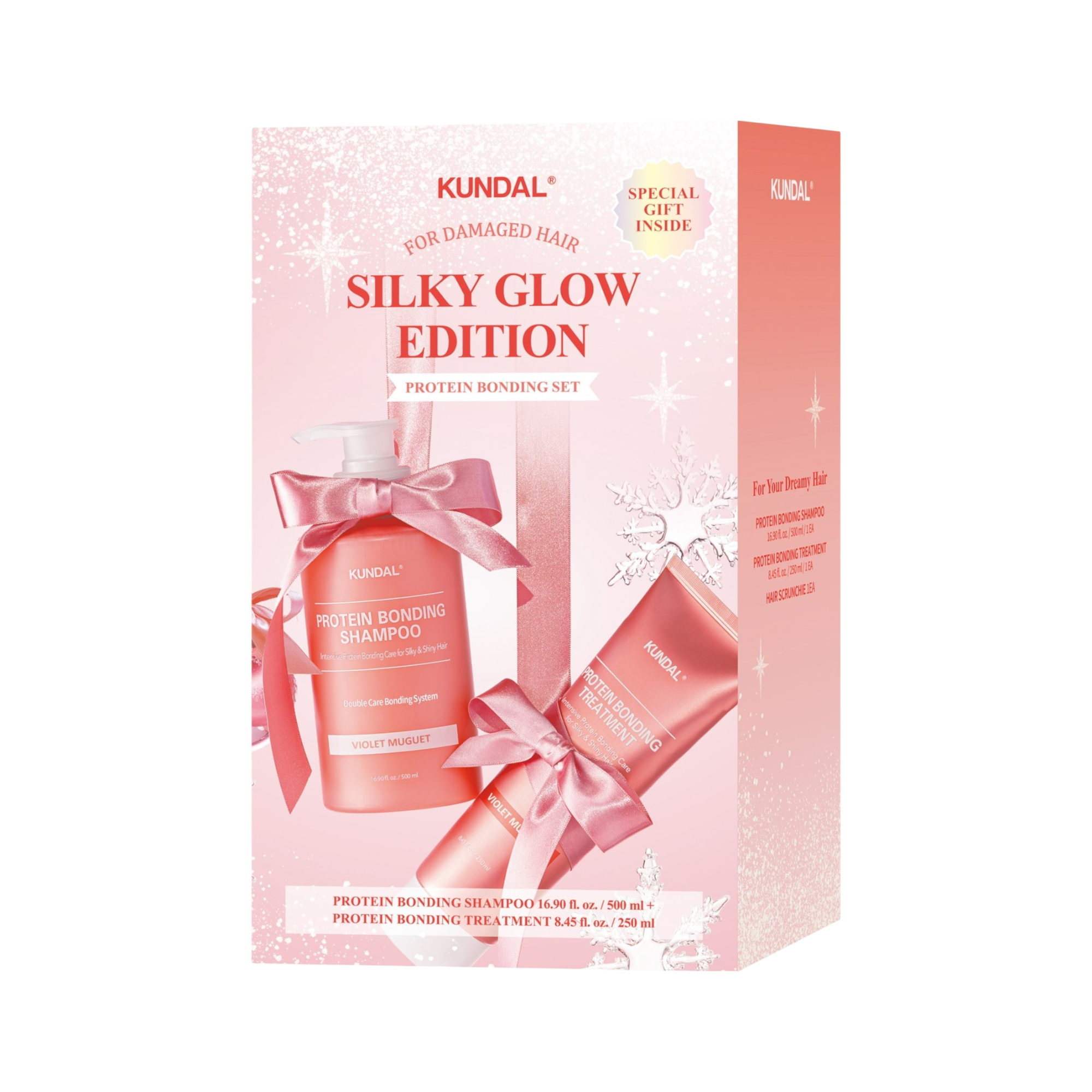 KUNDAL SILKU GLOW EDITION Intensywnie regenerujący zestaw do pielęgnacji włosów Violet Muguet 500 ml + 250 ml