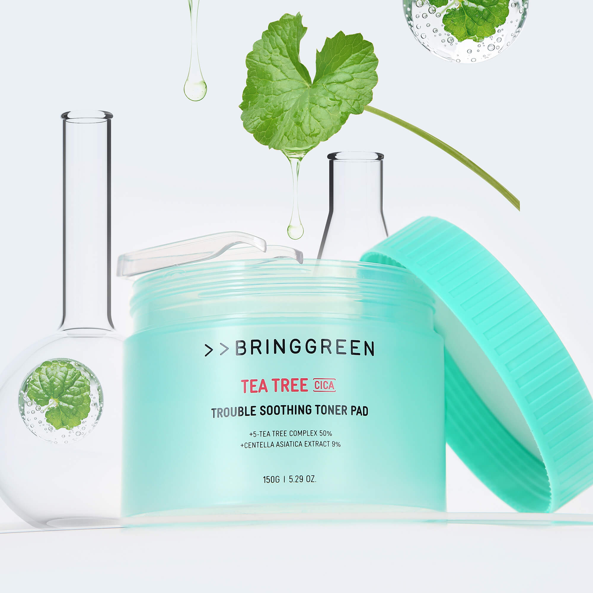 BRINGGREEN Tea Tree Cica Trouble Soothing Toner Pad – Kojące płatki tonizujące z drzewem herbacianym i cica, 90 szt. #7