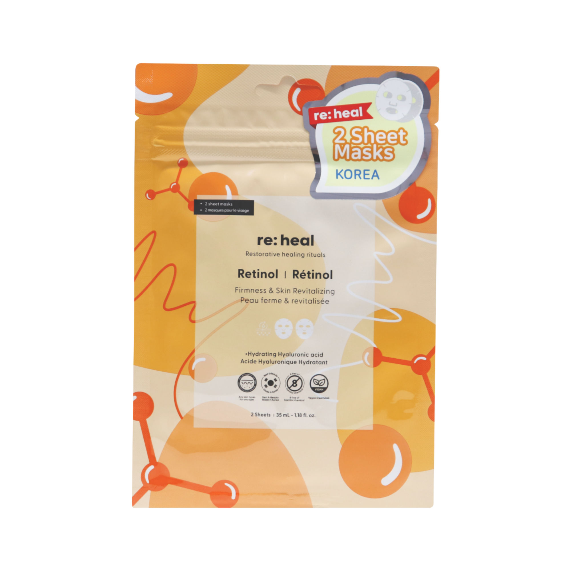 RE:HEAL RETINOL Maseczka w płachcie – ujędrnienie i rewitalizacja 35 ml (2 szt.)
