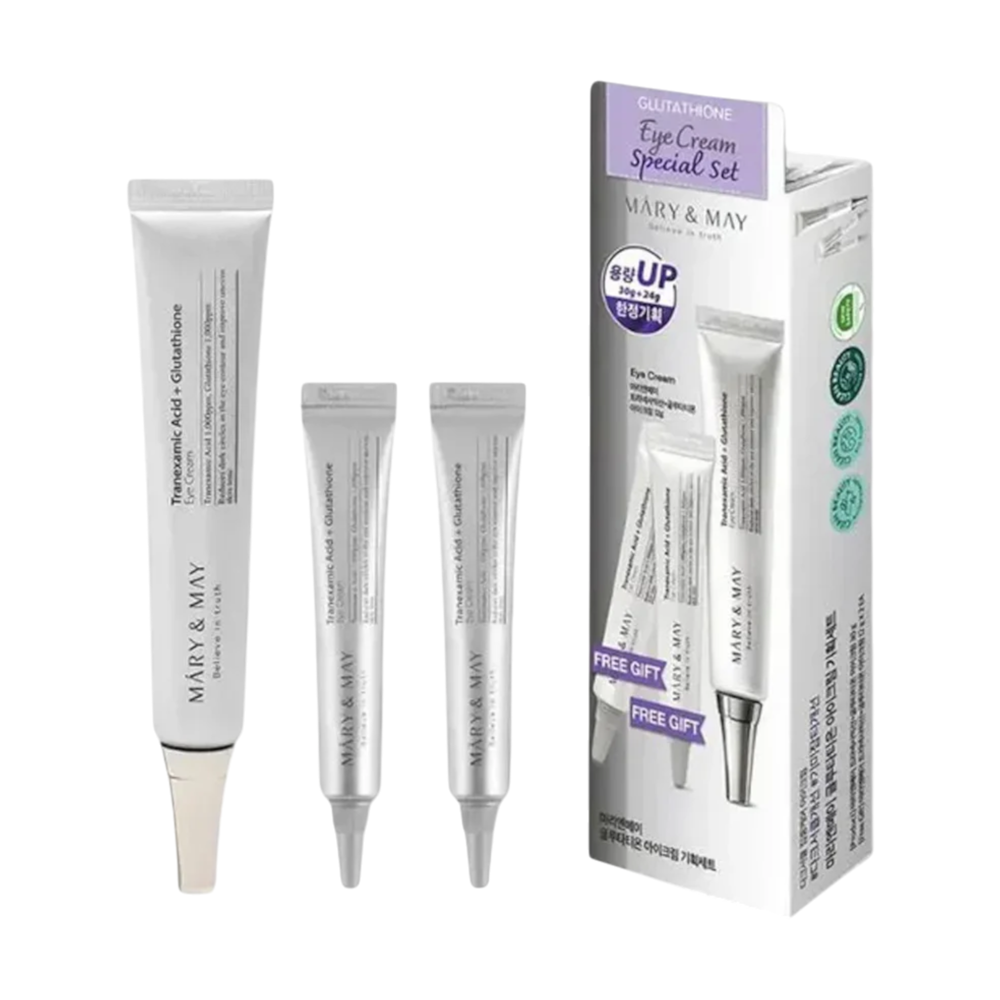 MARY & MAY GLUTATHIONE EYE CREAM SPECIAL SET Zestaw do pielęgnacji skóry pod oczami 30 g + 2x12 g
