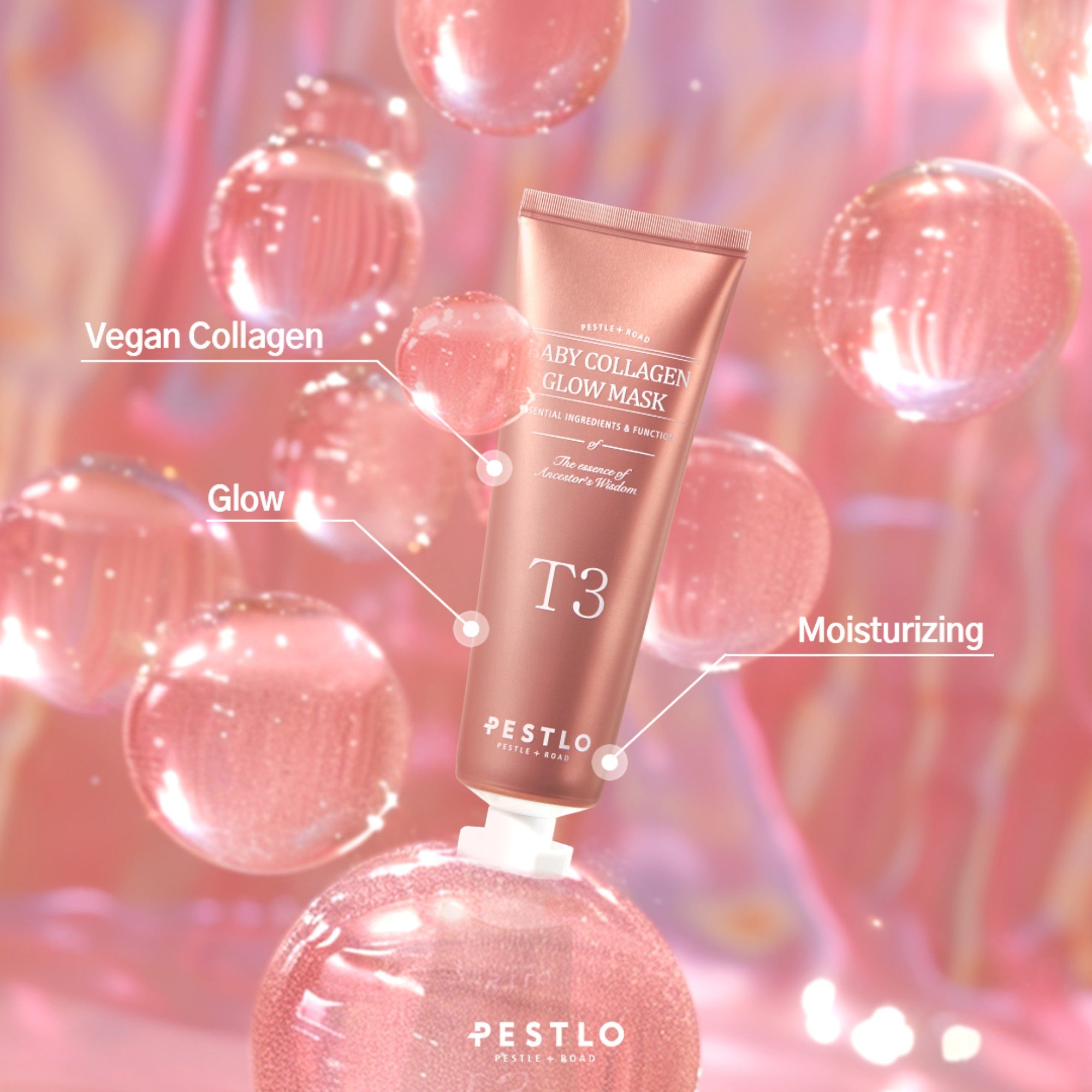 PESTLO T3 BABY COLLAGEN GLOW MASK Maska kolagenowa peel-off z efektem glow 70 ml #3