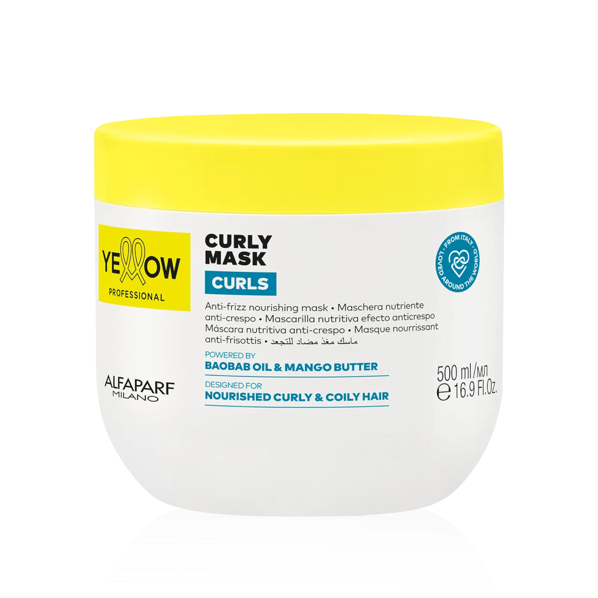 YELLOW PROFESSIONAL CURLY MASK CURLS Nawilżająca maska do włosów falowanych, kręconych i afro 500 ml
