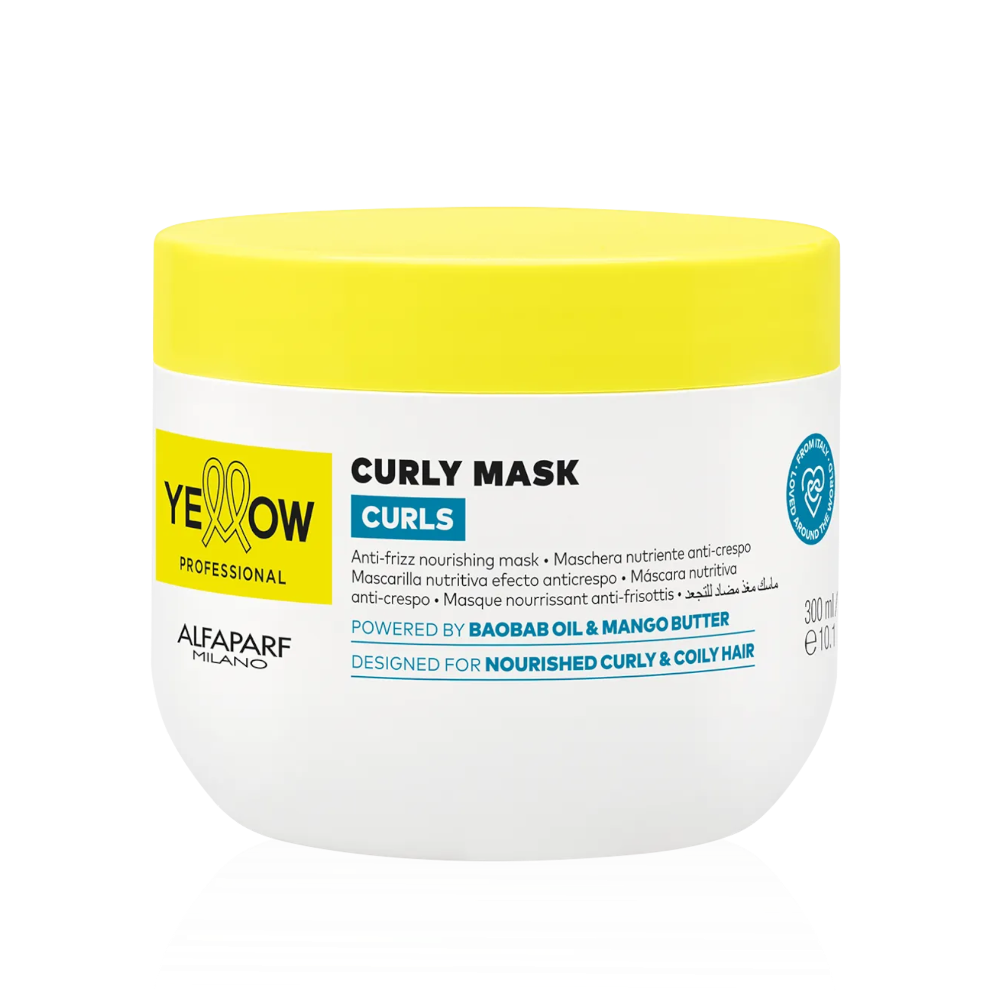 YELLOW PROFESSIONAL CURLY MASK CURLS Nawilżająca maska do włosów falowanych, kręconych i afro 300 ml