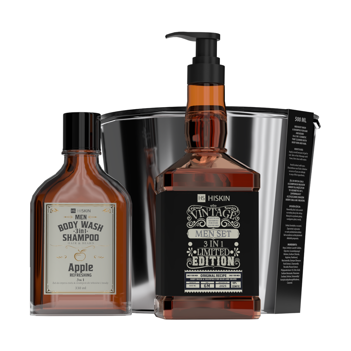 HISKIN MEN GENTLEMAN Zestaw męski, żel pod prysznic Whisky + żel pod prysznic Gin w torbie termicznej / chłodziarce (Cooler Set)