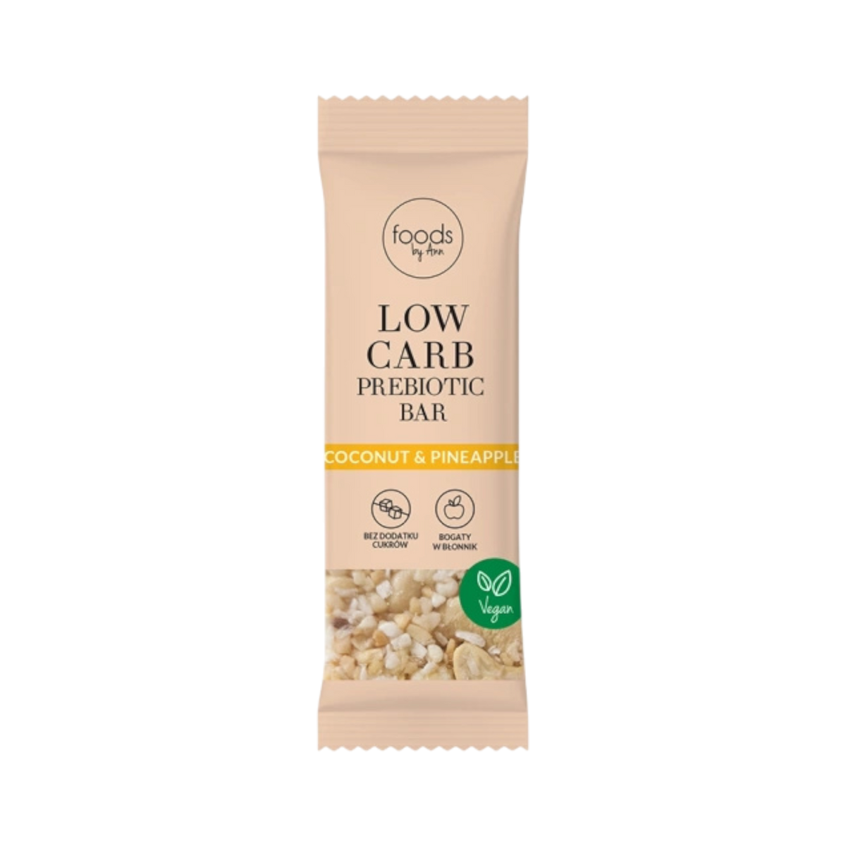 LEVANN FOODS BY ANN Niskowęglowodanowy baton prebiotyczny, Kokos i Ananas 35 g