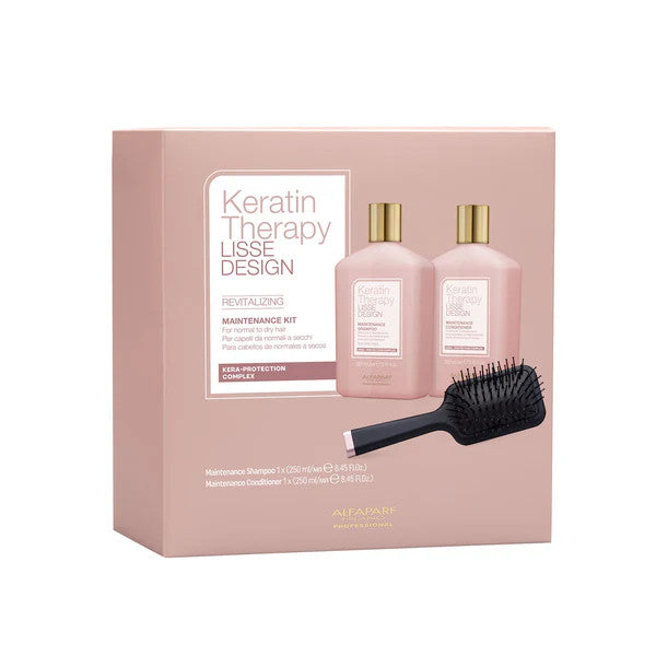 ALFAPARF KERATIN THERAPY LISSE DESIGNE Zestaw do włosów 2 x 250 ml + Szczotka do włosów