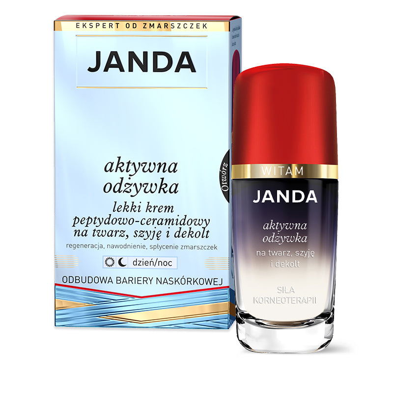 JANDA AKTYWNA ODŻYWKA Lekki krem peptydowo-ceramidowy na twarz szyję i dekolt 50 ml