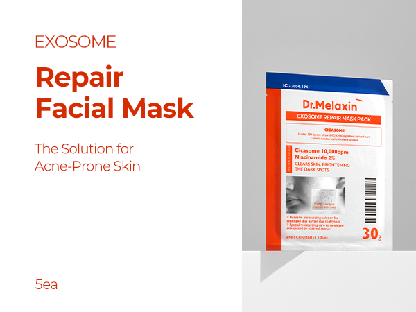 DR.MELAXIN EXOSOME REPAIR MASK PACK Regenerujące maseczki w płachcie z egzosomami dla skóry trądzikowej 5 x 30 g #5