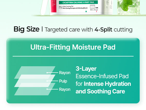 DR.MELAXIN CICAPYRIN CALMING 4-PART PAD Kojące płatki do twarzy z kompleksem chłodzącym 80 szt. (340 ml) #6
