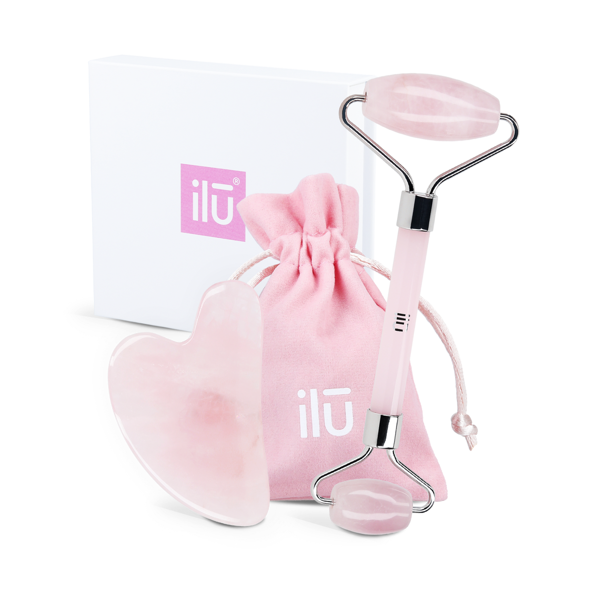 ilū SKIN CARE QUARTZ Zestaw z różowego kwarcu – domowy rytuał masażu twarzy