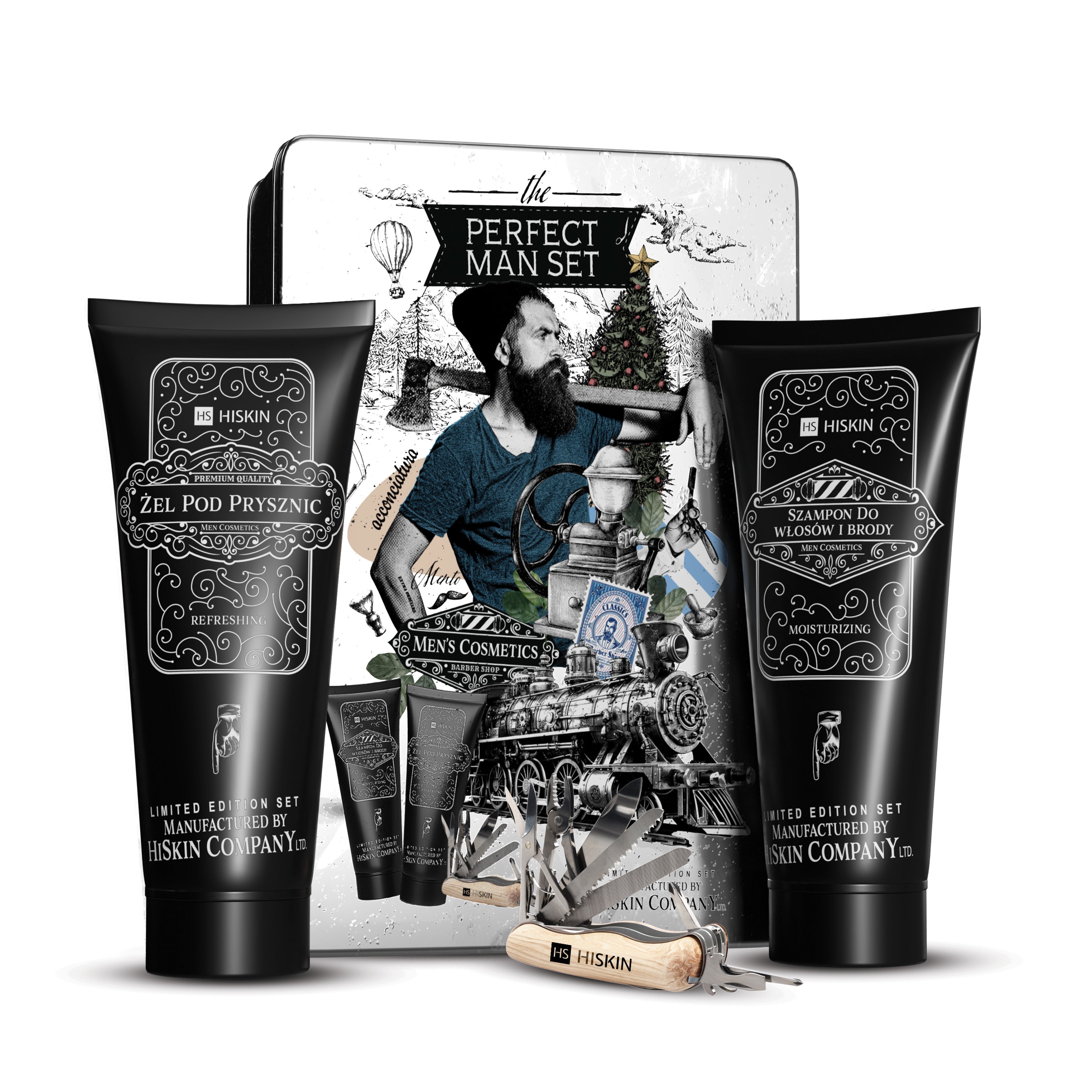 HISKIN PERFECT MEN SET CAN Zestaw prezentowy kosmetyków świątecznych dla mężczyzn
