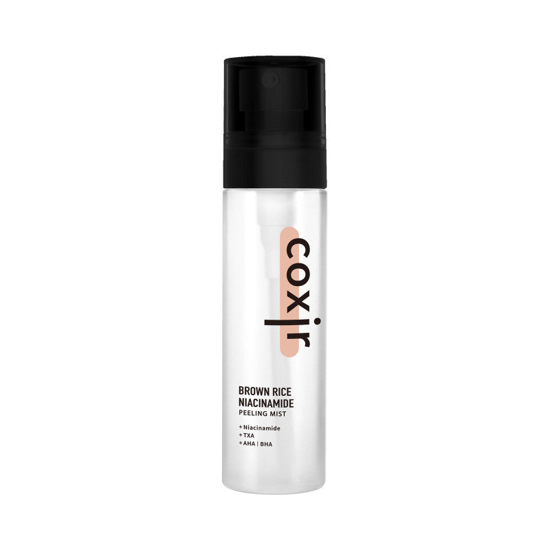 COXIR RICE LINE Nawilżająca mgiełka peelingująca z niacynamidem i brązowym ryżem 80 ml