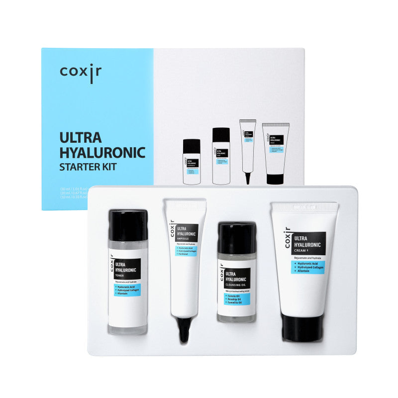 COXIR ULTRA HYALURONIC LINE Zestaw intensywnie nawilżający z kwasem hialuronowym 30 ml + 20 ml + 20 ml + 10 ml