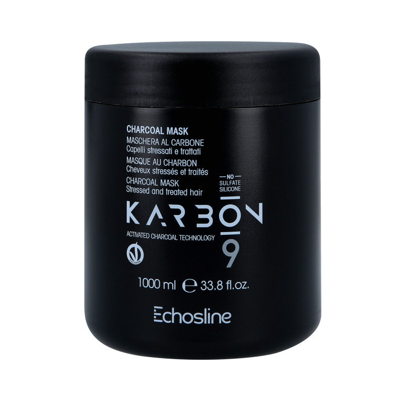 ECHOSLINE KARBON 9 CHARCOAL VEGAN ORGANIC Intensywnie regenerująca wegańska maska do włosów zniszczonych 1000 ml