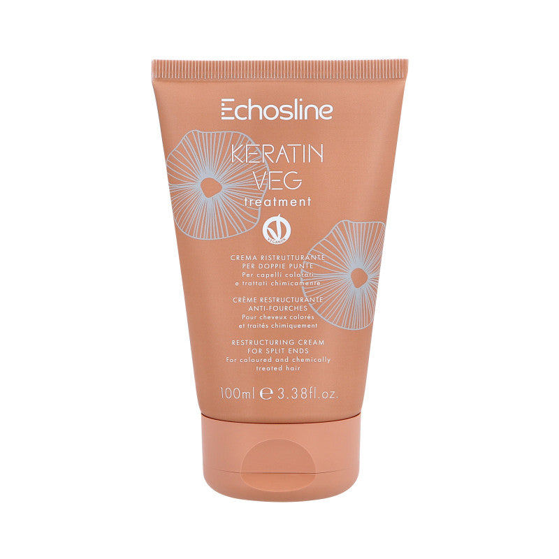 ECHOSLINE KERATIN VEG TREATMENT Wegański krem wygładzający końcówki włosów z keratyną 100 ml