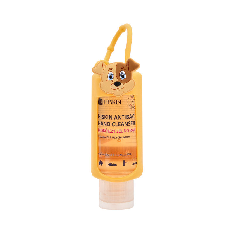 HISKIN ANTIBAC Biobójczy żel do rąk o zapachu brzoskwiniowym w etui, Piesek 75 ml