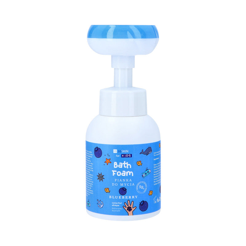 HISKIN FOR KIDS BLUEBERRY Niebieska pianka do mycia rąk i ciała dla dzieci o zapachu jagód wzór łapka 300 ml