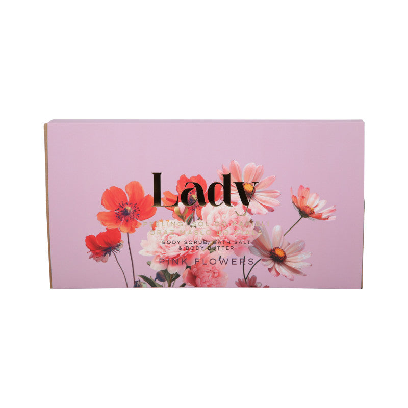 HISKIN LADY PEONY Zestaw dla kobiet Sól do kąpieli + Peeling do ciała + Masło do ciała Pink Blooms 3x200 ml