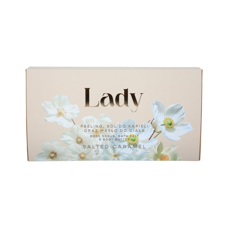 HISKIN LADY Zestaw dla kobiet Sól do kąpieli + Peeling do ciała + Masło do ciała Salted Caramel 3x200 ml