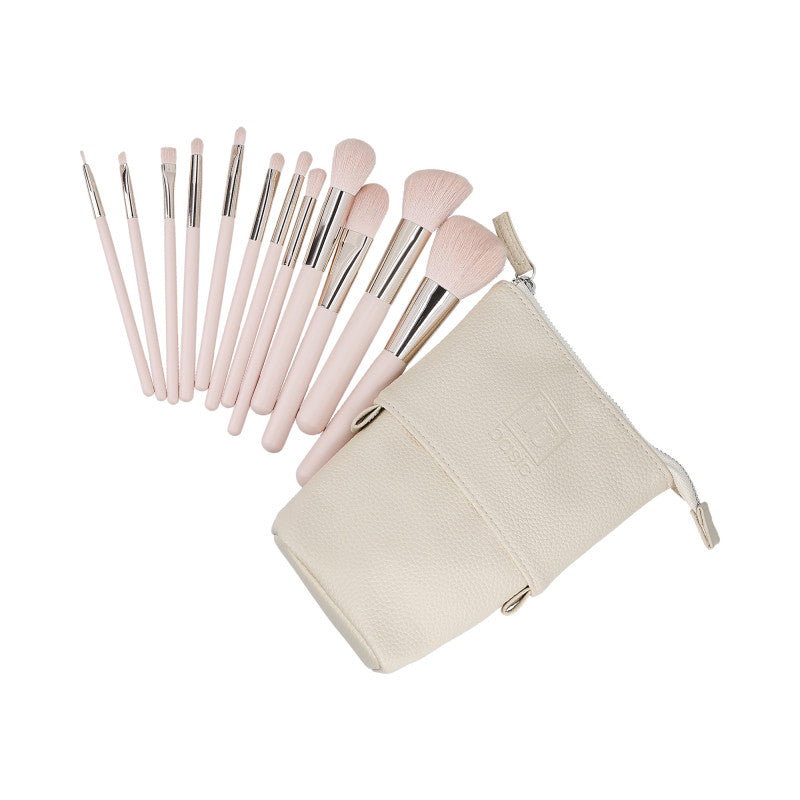 ilū basic Zestaw 12 pędzli do makijażu + etui, Różowy #2