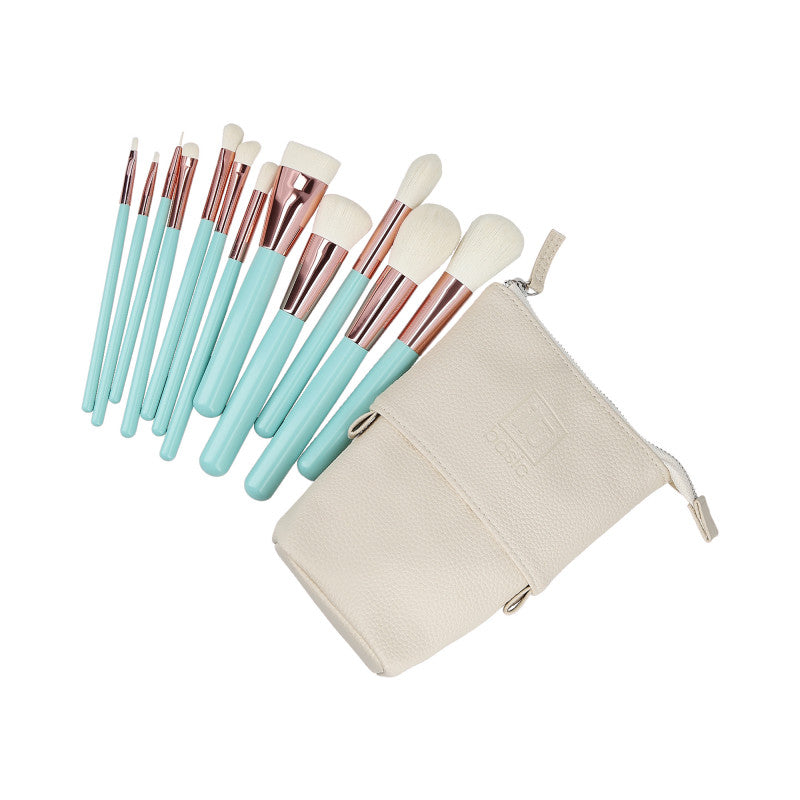 ilū basic Zestaw 12 pędzli do makijażu + etui, Turkusowy #2