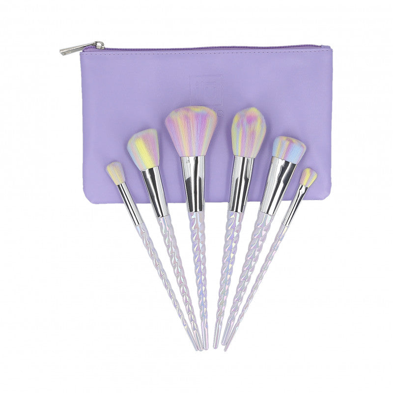 ilū basic Zestaw 6 pędzli do makijażu + etui, Unicorn, Pastel #3