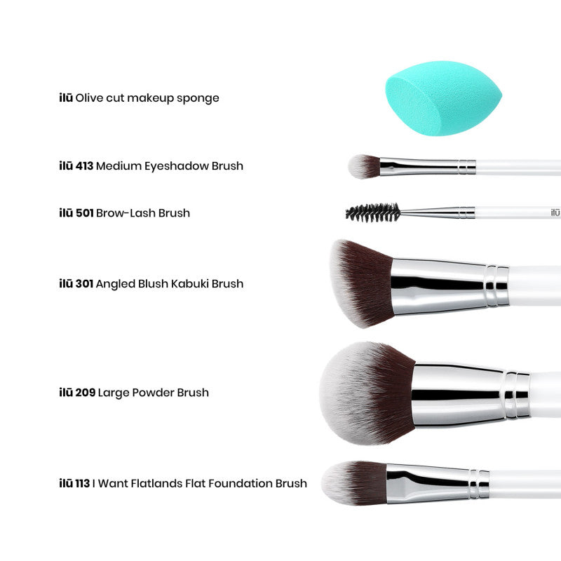 ilū Everyday Essentials – 6-częściowy zestaw pędzli do makijażu z gąbką #3