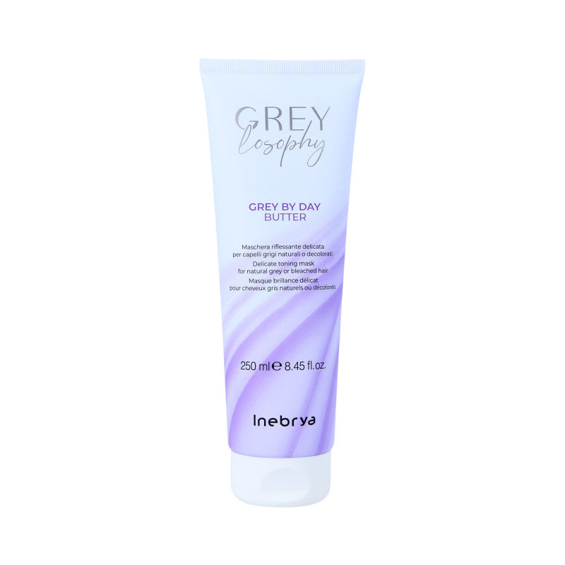 INEBRYA GREYLOSOPHY GREY BY DAY Rozświetlająca maska do włosów siwych i rozjaśnianych 250 ml