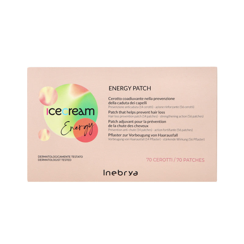 INEBRYA ICE CREAM ENERGY PATCH Plastry do skóry głowy przeciw wypadaniu włosów wodoodporne 70 szt.