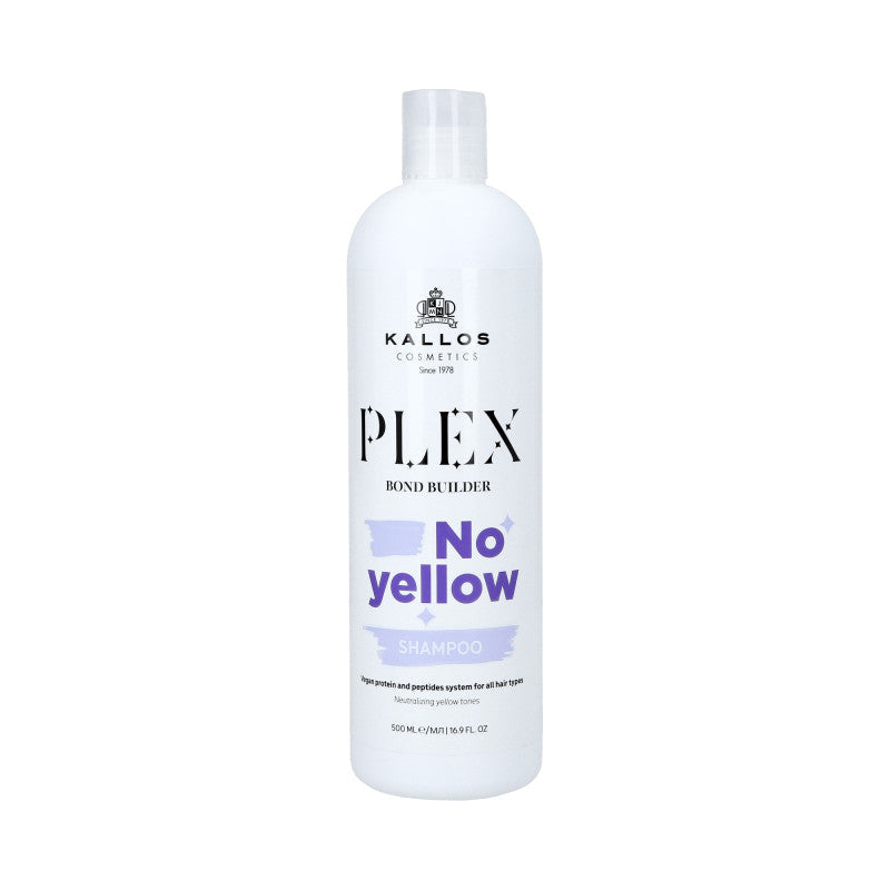 KALLOS PLEX NO YELLOW Fioletowy szampon do włosów blond kompleksem protein roślinnych i peptydów 500 ml