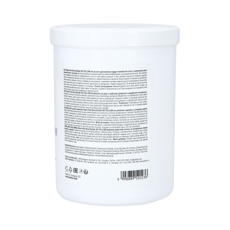 KALLOS PLEX NO YELLOW Maska do włosów blond z kompleksem protein roślinnych i peptydów 1000 ml #2